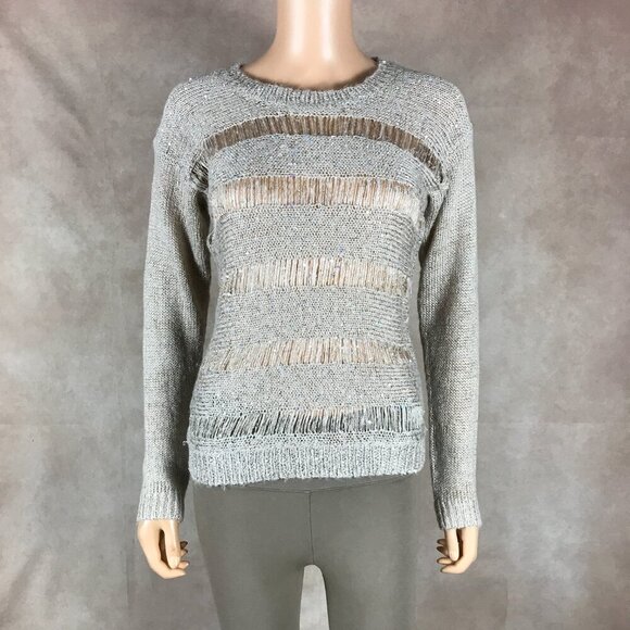 BUFFALO Beige Sequin Sheer Illusion Sweater NWOT SMALL - Picture 1 of 9